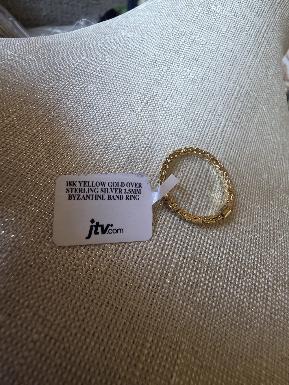 JTV 18K Yellow Gold Over Sterling Silver 2.5mm Byzantine Band Ring - Size 12.5 - Picture 12 of 12